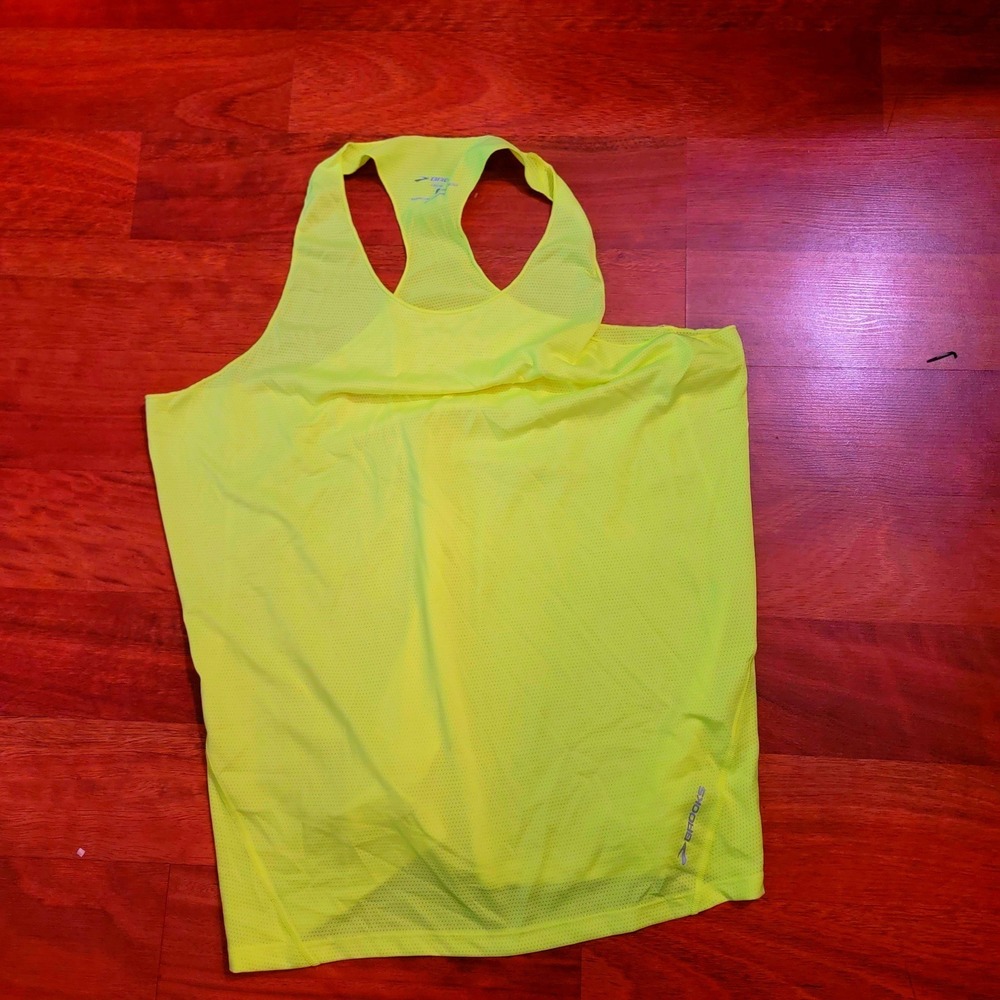 Brooks Womens XL Neon Yellow Equilibrium Technology Running Tank Top 220541 - Picture 3 of 10